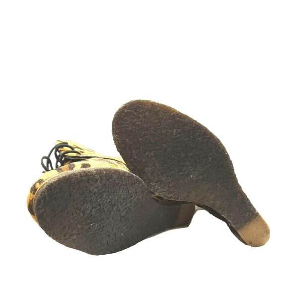 Shoemint Wedge Ankle Bootie Pony Hair Round Toe Womens 8 Lace up Jolly workwear - Picture 4 of 11